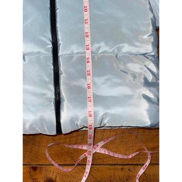 Womens Pretty Little Thing Ice Light Blue Cropped Warm Puffer Coat Size 6 - Picture 6 of 8